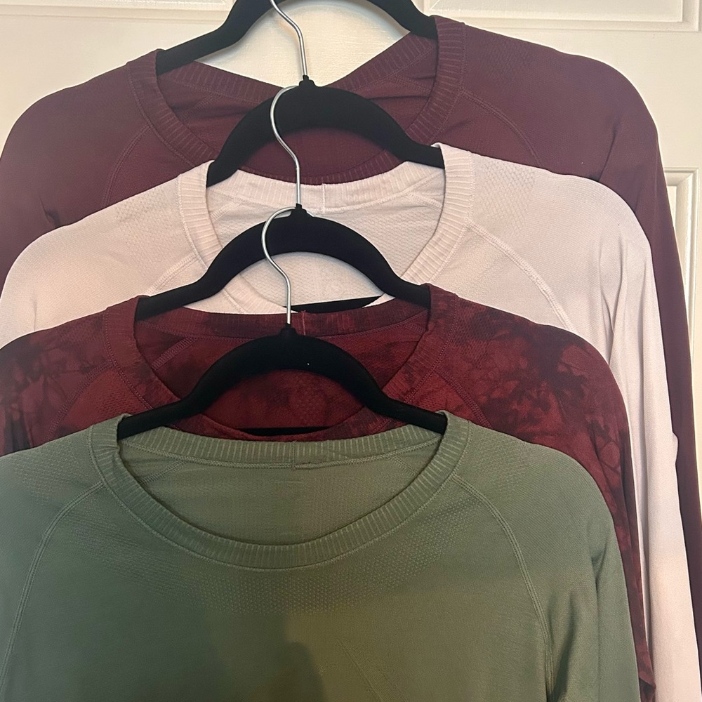 CRZ YOGA Women's Long Sleeve Tops - Olive, Burgundy, Rose, Maroon Tie-Dye
